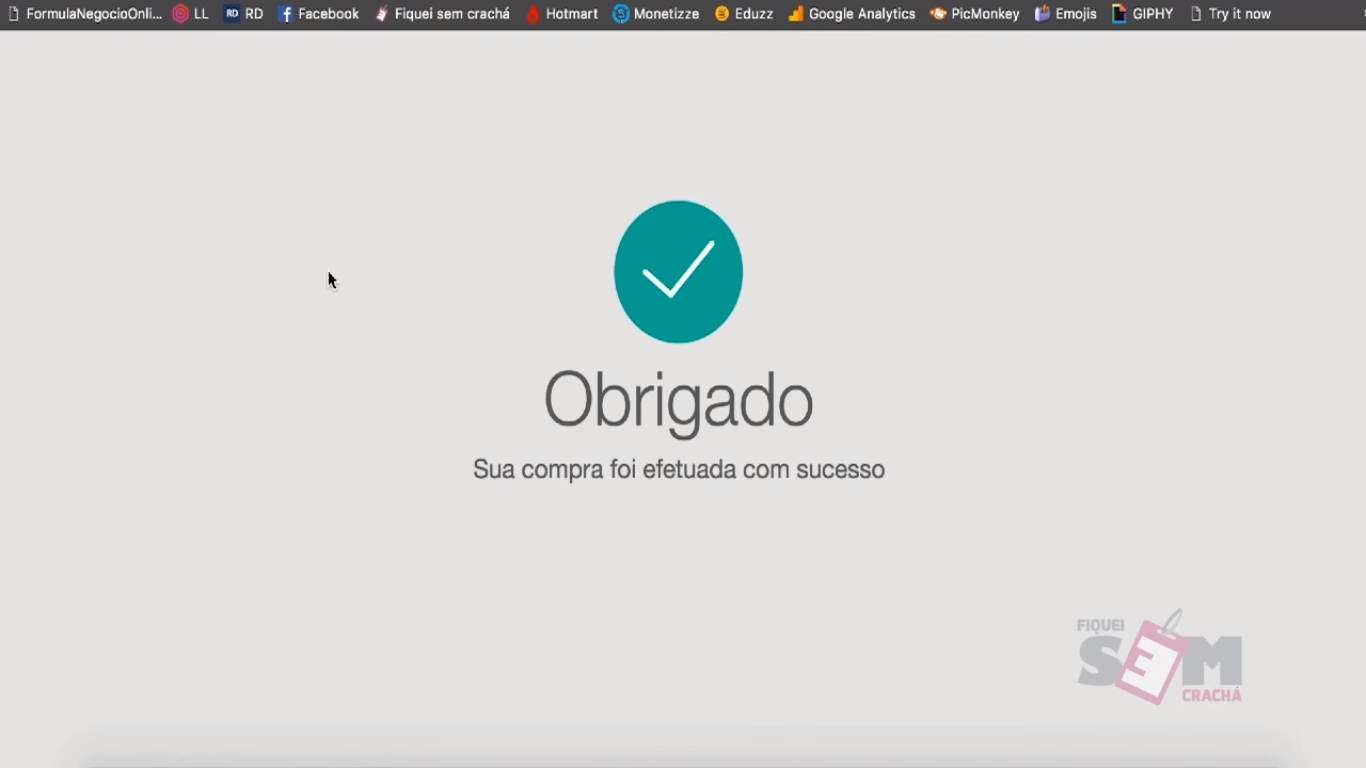 Confirmação do cadastro para pegar meus super bônus.