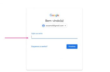 Insira senha do Gmail.