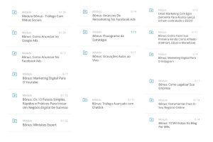 Lista de bônus do curos Fórmula Negócio Online 3.0